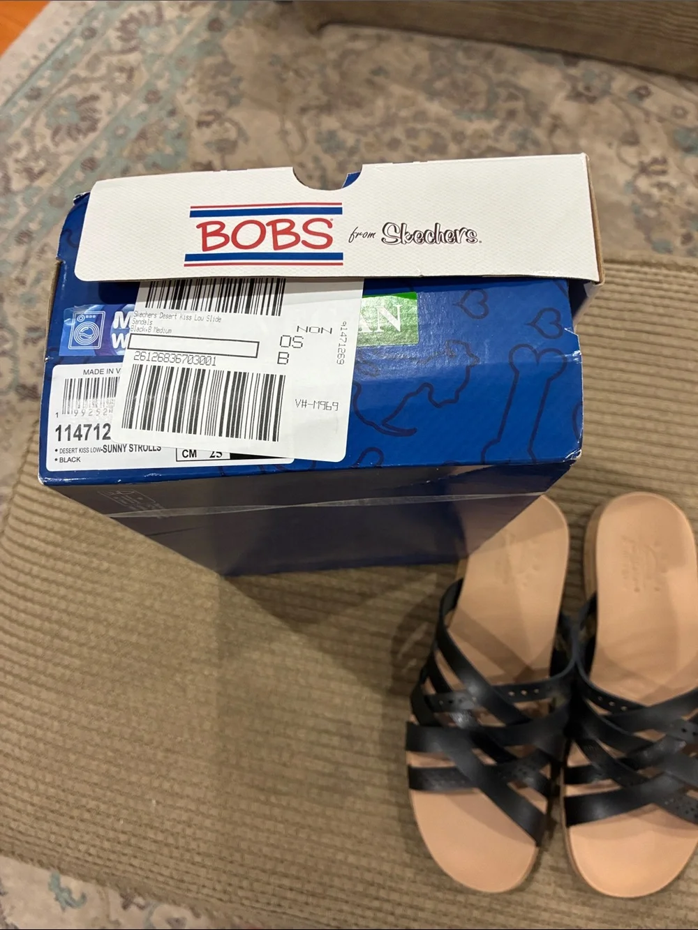 BOBS from Skechers Black Woven Strap Slide Sandals